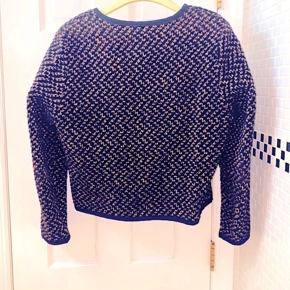 Beluva black mixed tweed cotton woven jacket. Pockets on front. Unlined.Size S/M - Picture 4 of 7